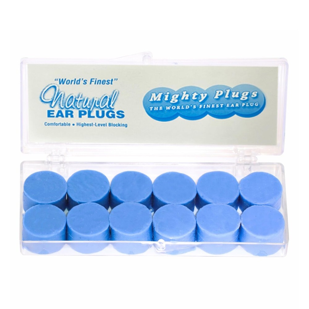 Mighty Plugs Pure Beeswax Earplugs - NRR 34 Noise Cancelling Ear Plugs for Sleeping, Snoring, Swimming & Loud Noise (6 Pairs)