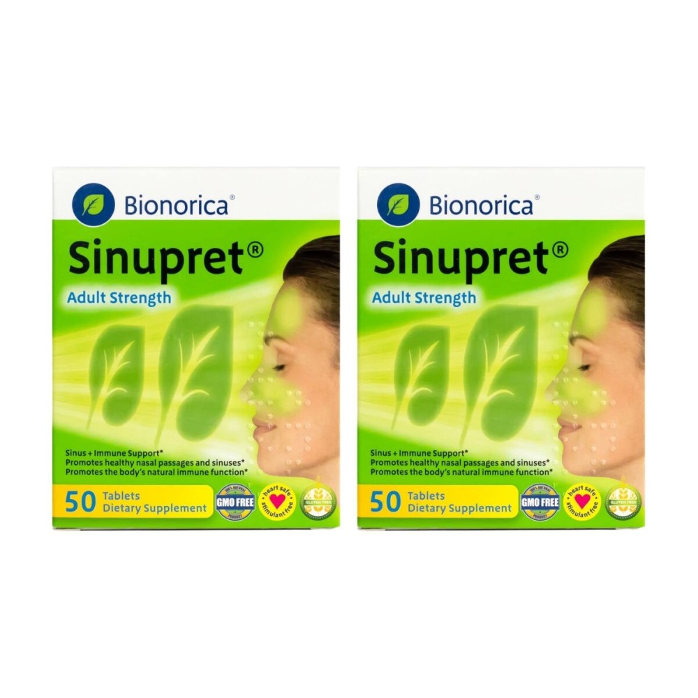 Bionorica Sinupret Adult Strength Sinus - Immune Support Supplement - All Natural - Herbal Nasal Passage & Immunity Boost - 50 Tablets - 2 Pack