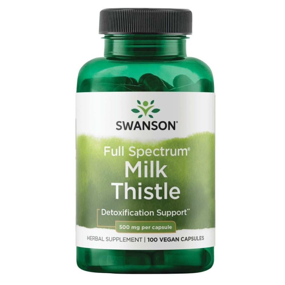 Swanson Milk Thistle - Herbal Liver Support Supplement - Natural Formula Helping to Maintain Overall Health & Wellbeing - (100 Capsules, 500mg Each)
