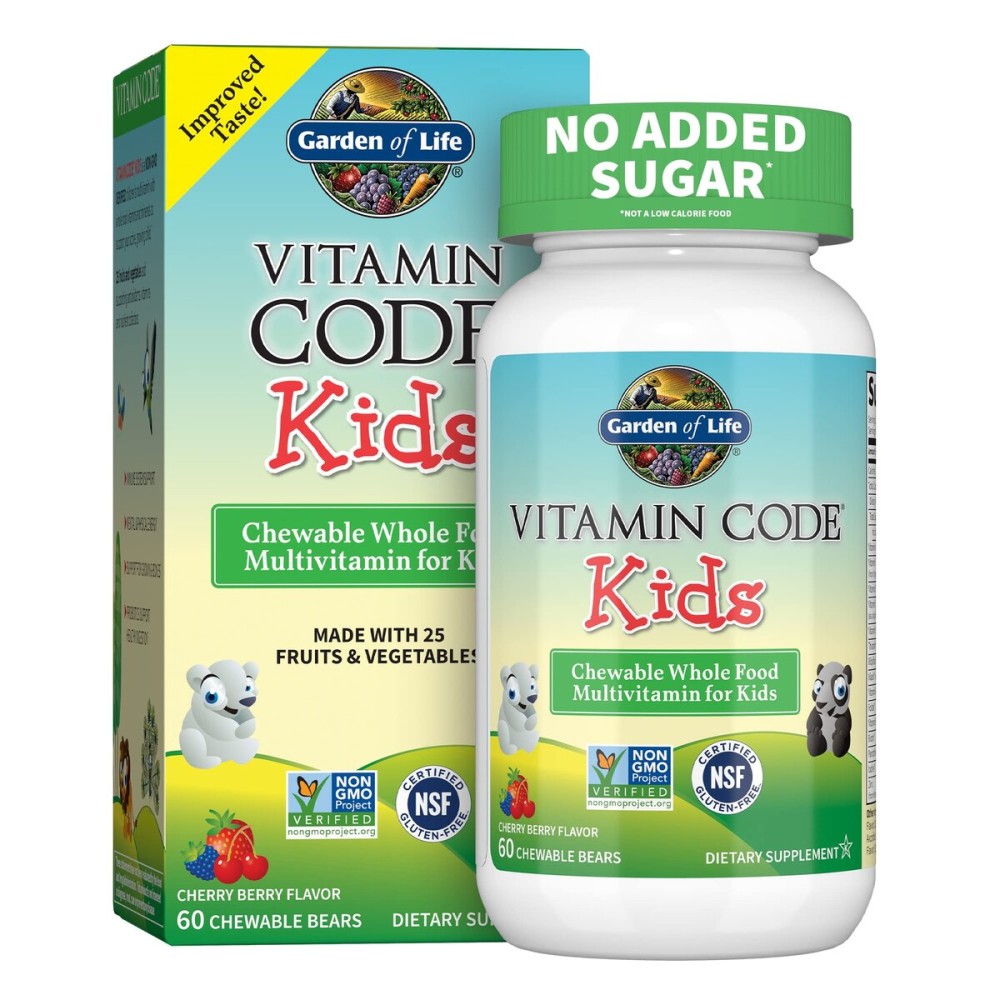 Garden of Life Vegetarian Multivitamin Supplement for Kids - Vitamin Code Kids Chewable Raw Whole Food Vitamin with Probiotics, 60 Chewable Bears