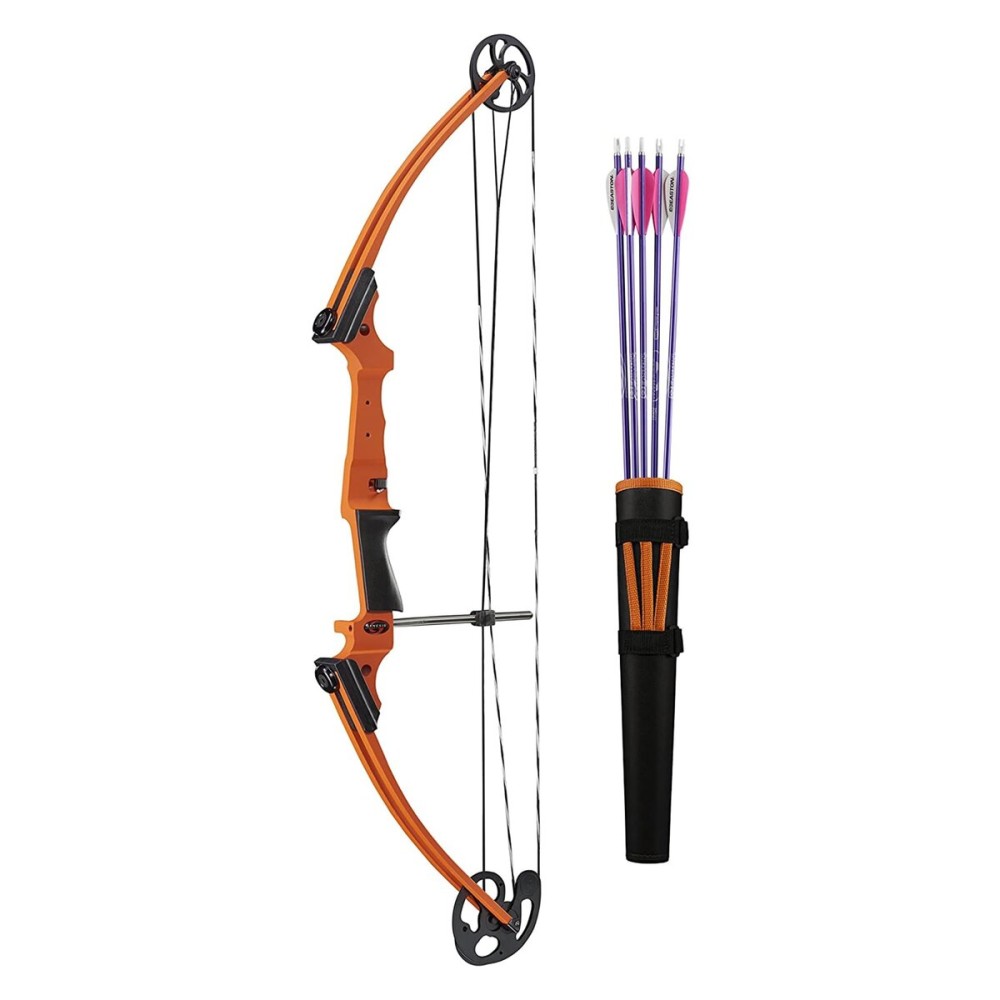 Genesis Original Compound Bow & Arrow Kit- Adjustable Riser, 15-30 Draw Length, 10-20 lb Draw Weight, All Skill Levels, Draw Hand - Left, Orange
