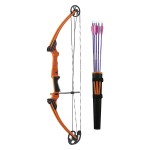 Genesis Original Compound Bow & Arrow Kit- Adjustable Riser, 15-30 Draw Length, 10-20 lb Draw Weight, All Skill Levels, Draw Hand - Left, Orange