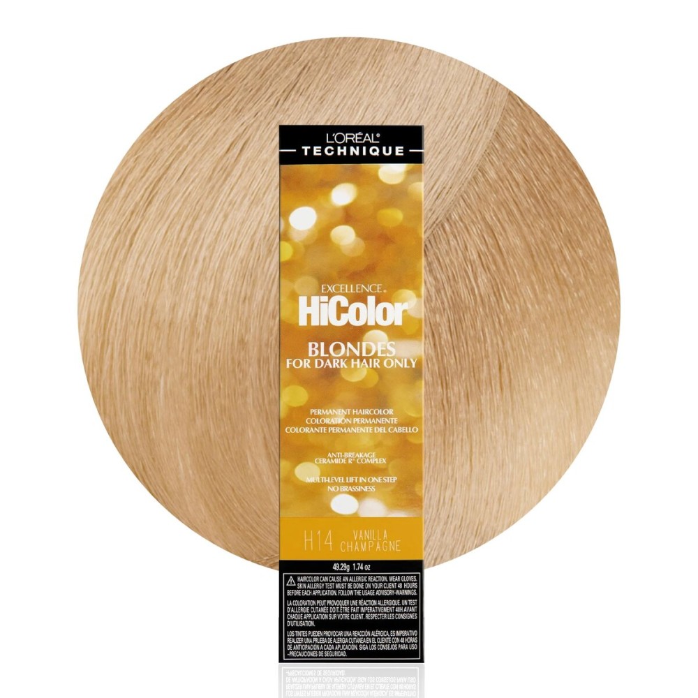 L\'OREAL TECHNIQUE HiColor Browns & Blondes Permanent Hair Color - Lifts Dark Hair in One Step Leaving No Brassiness, Rich and Smooth Creme Formula, Intense & Long-Lasting, H14 Vanilla Champagne