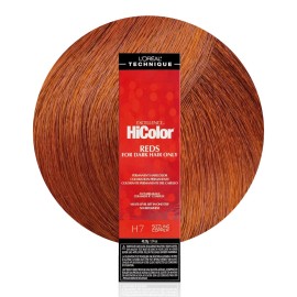 L\'OREAL TECHNIQUE HiColor Reds Permanent Hair Color - Lifts Dark Hair in One Step Leaving No Brassiness, Rich & Smooth Creme Formula, Intense & Long-Lasting Color, H7 Sizzling Copper