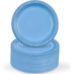 Light Blue Solid Color Plastic Premium Heavy Weight Appetizer Plate (7) 50 Count - Elegant & Durable, Perfect for Parties, Weddings & Everyday Use