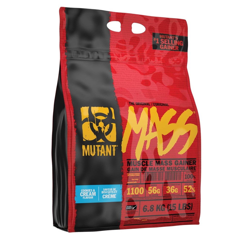 Mutant Mass Weight Gainer Protein Powder - Build Muscle Size and Strength with 1100 Calories - 56 g Protein - 26.1 g EAAs - 12.2 g of BCAAs - 15 lbs with 24 Servings - Cookies & Cream