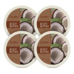 DELON Intense Moisturizing Body Butter, Coconut with Coconut Oil, 6.9 oz (Pack of 4)