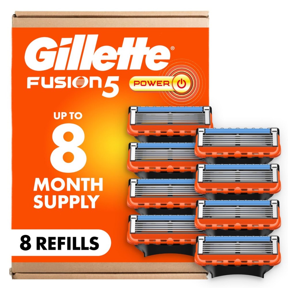 Gillette Fusion5 Power Razor Blades for Men, 5-Blade Razor Refills, 8 Count, Holiday Gifts for Men
