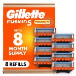 Gillette Fusion5 Power Razor Blades for Men, 5-Blade Razor Refills, 8 Count, Holiday Gifts for Men