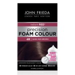 John Frieda Precision Foam Colour, Dark Red Brown 4R, Full-Coverage Hair Color Kit, Anti-Fade Gray Coverage, Deep Color Saturation Hair Dye, 1 Application