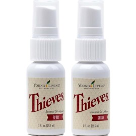 Young Living Thieves Spray | 1 oz | Portable Cleaner Spray, Formulated with Water & Alcohol, Ideal for Travel Essentials & Home; Fits in Backpack, Luggage, or Purse | 2 Pack