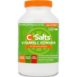 C-Salts Vitamin C Powder Supplement - 100% Pure High Dose Buffered Vitamin C Powder for Immune Support - Organic, Sugar-Free, Vegan, Non-GMO, Stomach-Friendly, Original 26 oz