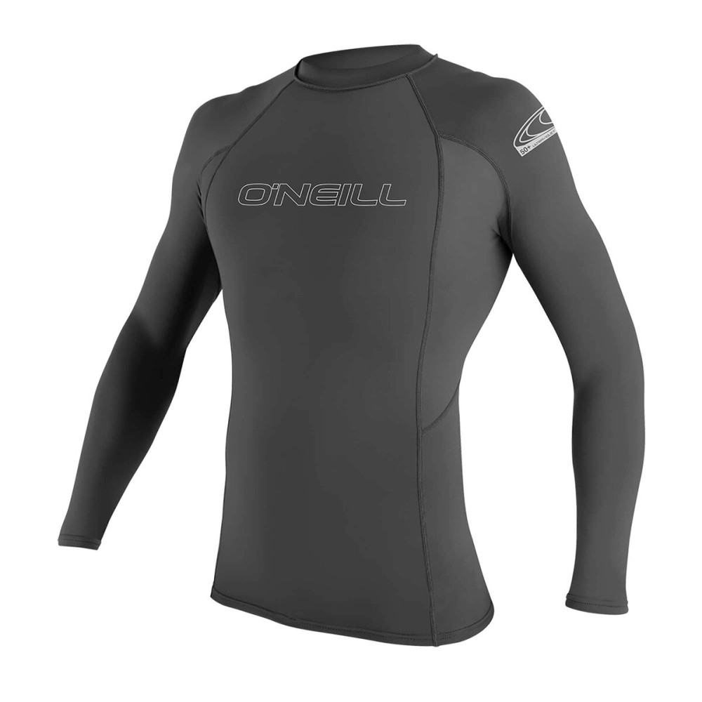O\'Neill Wetsuits UV Sun Protection Men\'s Basic Skins Long Sleeve Crew Rashguard, Graphite, Medium