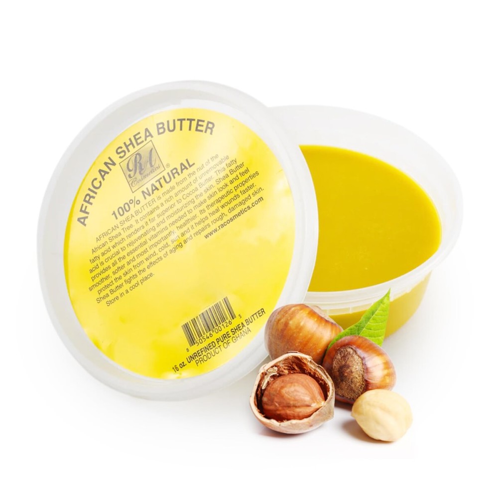 RA Cosmetic\'s 100% Natural Unrefined Yellow Shea Butter - Pure African Luxury for Skin & Hair - Sourced from Ghana - 16oz Jar