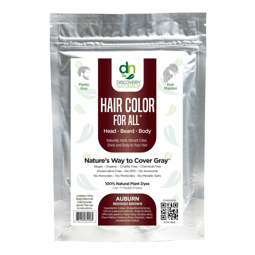 Brown Henna Hair Color For All Kit | 100% All Natural Indigo Powder Hair Dye & Beard Dye (Auburn Reddish Brown) Organic, Herbal & Vegan Chemical & Cruelty Free Permanent Gray Coverage & Tinting