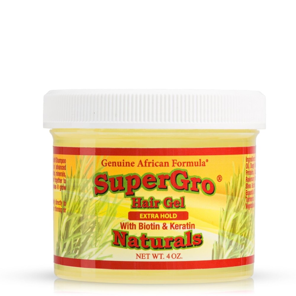 SuperGro Hair Gel with Extra Hold - For Braiding, Locking, Instant Edge Control, Twisting, Retwisting - Natural Grip Jam for Neat Shining - Braid, Loc Care Gel with Black Castor Oil - 4 Oz
