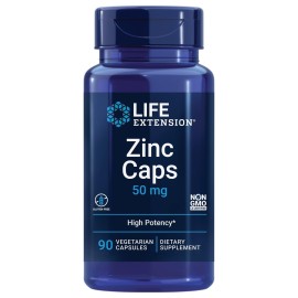 Life Extension Zinc Caps, zinc 50 mg, zinc Citrate, Support The Body\'s Immune defenses, Ultra-absorbable, Vegetarian, Non-GMO, Gluten-Free, 90 Vegetarian Capsules