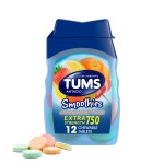 TUMS Smoothies Extra Strength Antacid Chewable Tablets for Heartburn Relief, Assorted Fruit - 12 Count
