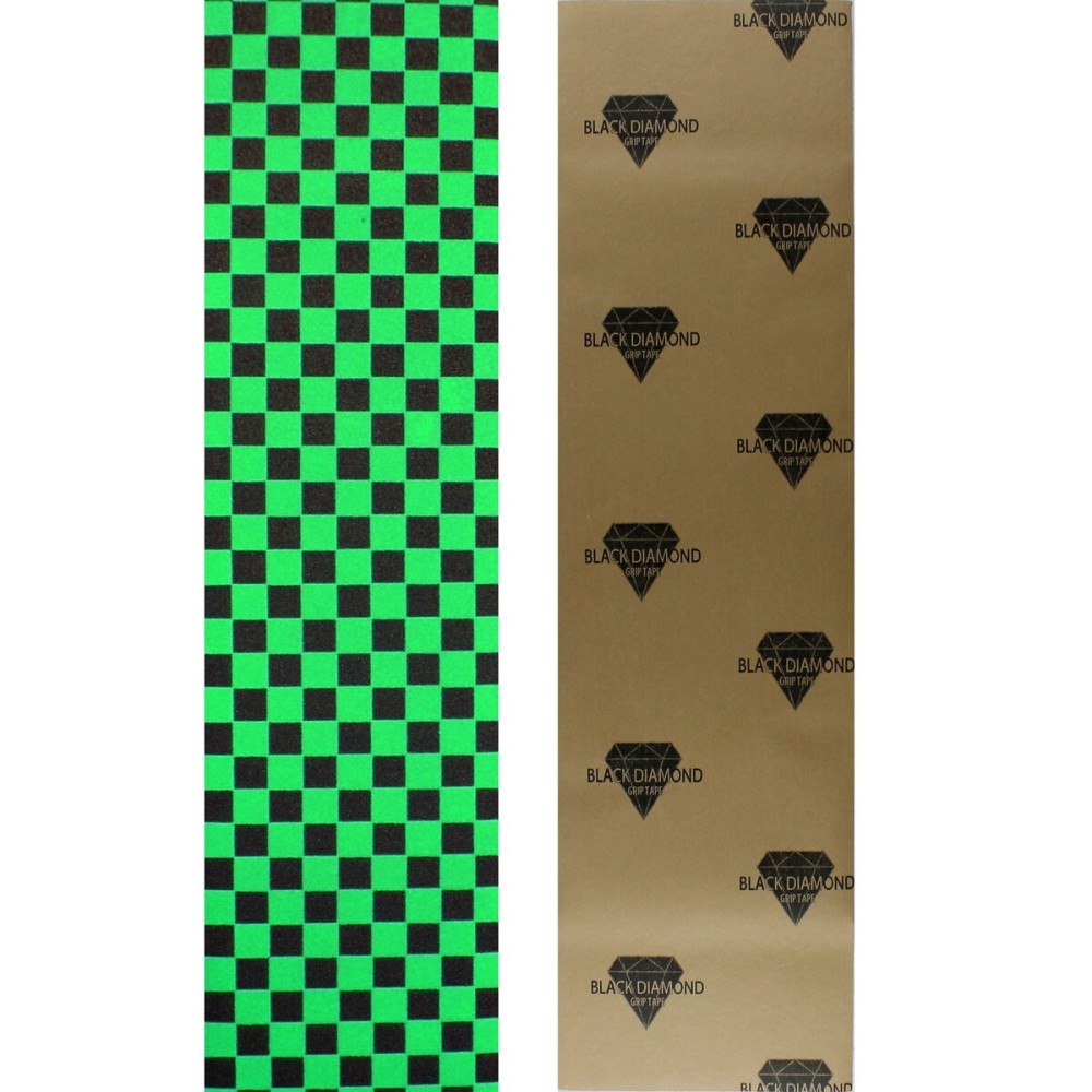 Black Diamond Sheet of Skateboard Grip Tape 9 x 33 (Green Checkers)