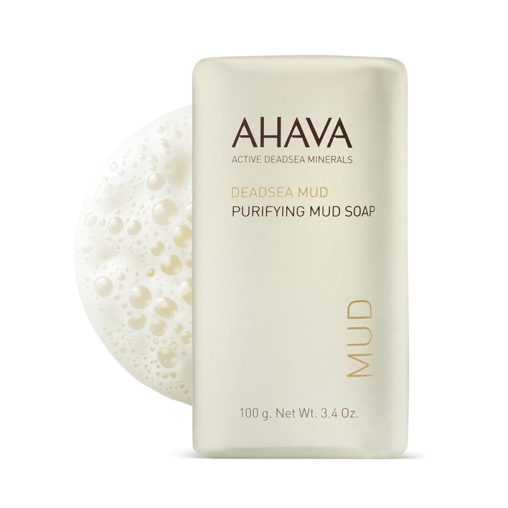 AHAVA Purifying Dead Sea Mud Soap - Face & Body Cleansing Bar to Purify the Skin, Enriched with Exclusive Mineral Blend of Dead Sea Osmoter and Dead Sea Mud, 3.4 Oz, (Packaging May Vary)