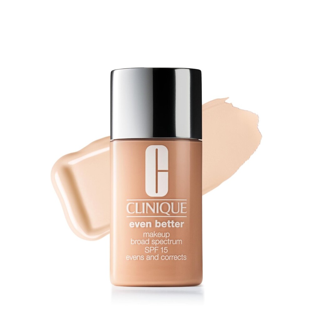 Clinique Even Better Makeup Liquid Foundation SPF 15 With Vitamin C For Dry + Oily Combination Skin Types | Medium Coverage + Natural Finish | Evens Skin Tone + Reduces Dark Spots, Linen, 1 Fl Oz