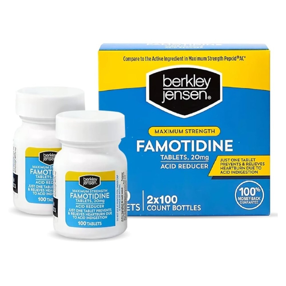 berkley jensen Maximum Strength Famotidine 20 mg - (200 Count), Acid Reducer Tablets, Relieves Meal-Induced Heartburn & Acid Indigestion Symptoms, All-Day Heartburn Prevention & Relief