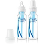 Dr. Browns Natural Flow Anti-Colic Options+ Narrow Baby Bottle 8oz/250mL, with Level 1 Slow Flow Nipple, 2-Pack