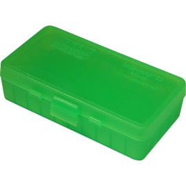 MTM 40/45/10MM Cal 50 Round Flip-Top Ammo Box, Clear Green