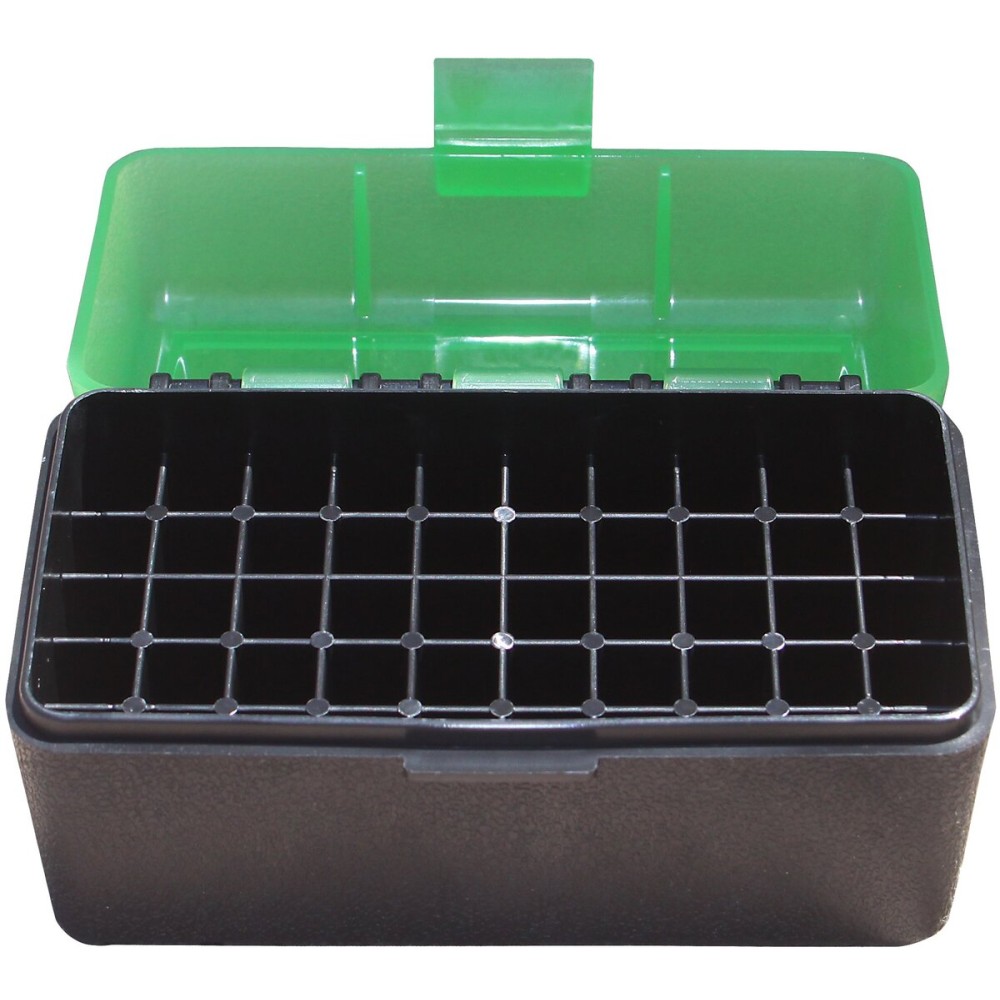 MTM 50 Round Flip-Top Rifle Ammo Box WSSM, 500 S&W (Clear Green/Black), 2.46-Inch
