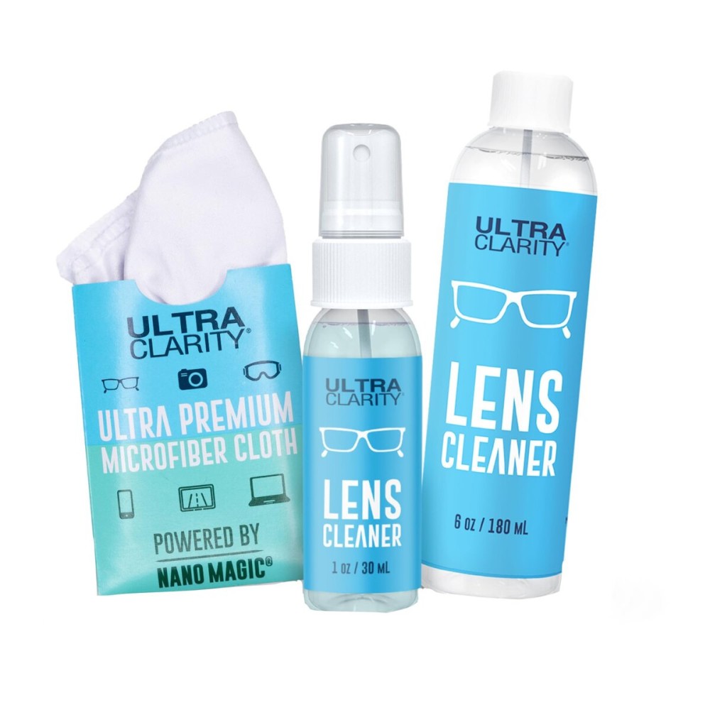 Ultra Clarity Powered by Nano Magic Eyeglass Lens Cleaning Spray 7oz Value Pack | 1oz Spray, 6oz Refill, Microfiber Cloth | For Glasses, Phone, Electronic Screens, Optic Surfaces, Coated Surfaces