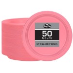 Pink Solid Color Premium Heavy Weight Plastic (9) 50 Count - Perfect for Weddings, Parties & Events, Sturdy & Stylish Tableware Solution