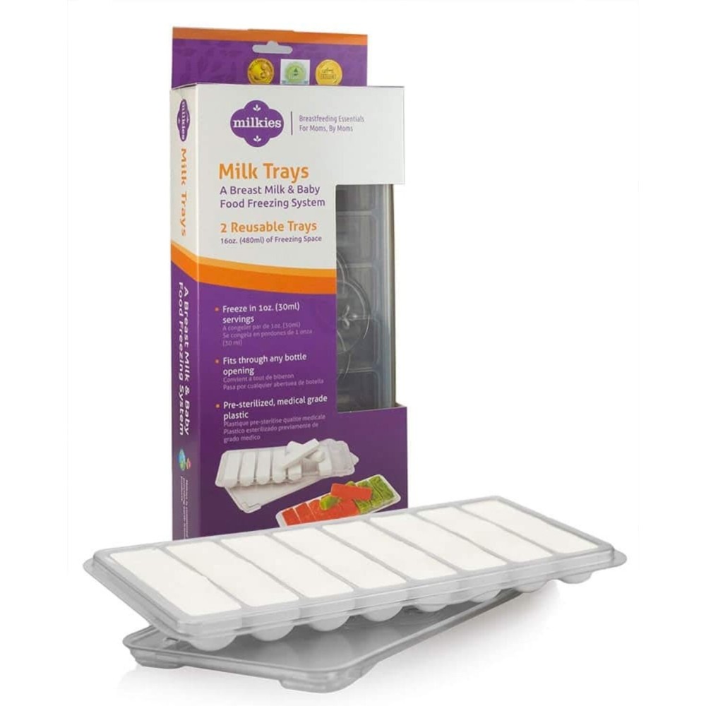 Milkies Fairhaven Health Milk Tray with Lid, Breastmilk Freezer Organization, 1 Ounce Sticks, Set of 2, Reusable, BPA and Silicone Free Containers, Freeze Your Baby Food