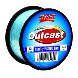 Zebco Outcast Monofilament Fishing Line, 375-Yards, 12-Pound, Low Memory and Stretch, High Tensile Strength, Blue