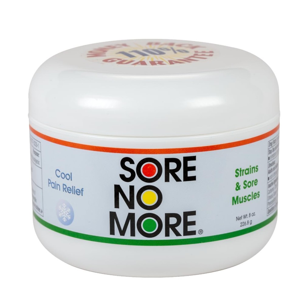 Sore No More Cool Relieving Gel for Aches & Pains in Muscles & Joints associated with Strains, Bruises & Sprains | Absorbs Quickly with a Refreshing Lemon Aroma | 8 oz Jar