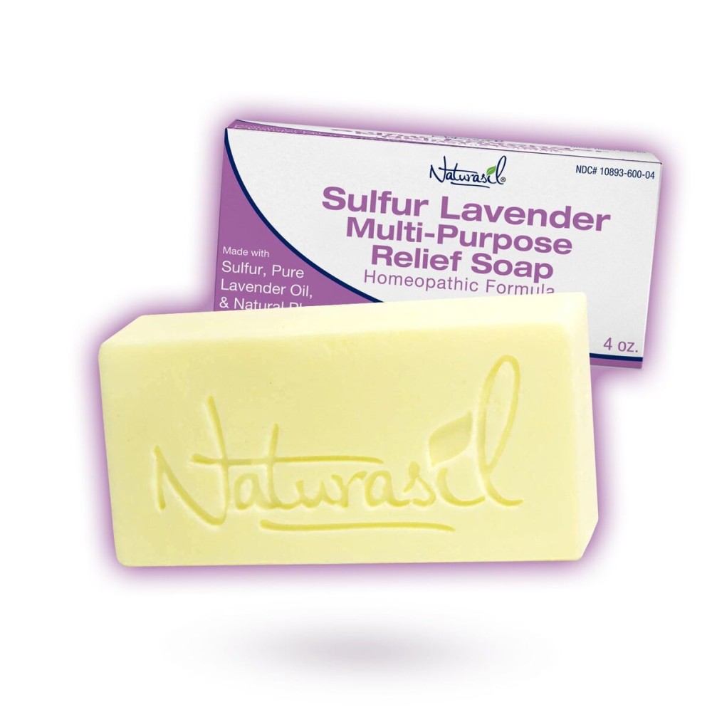 Naturasil Sulfur Lavender Soap Bar Natural Skin Treatment for Acne, Bug Bites, Warts Treatment, Viral Bumps, Nodes & Itching | for Kids & Adults |113 grams
