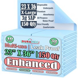 Chucks Pads Disposable [150-Pads] Underpads 23x36 Incontinence Chux Pads Absorbent Fluff Protective Bed Pads, Pee Pads for Babies, Kids, Adults & Elderly | Puppy Pads Large for Training Leak Proof