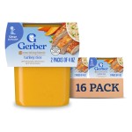 Gerber Baby Food 2nd Foods, Dinner, Turkey & Rice Puree, 4 Ounce Tubs (Pack of 8)