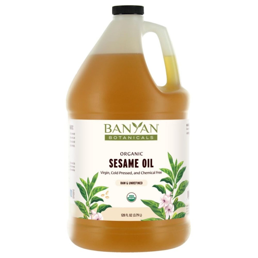 Banyan Botanicals Sesame Oil - Organic & Unrefined Ayurvedic Oil for Skin, Hair, Oil Pulling & More - Multiple Sizes - 128oz. - Non GMO Sustainably Sourced Vegan
