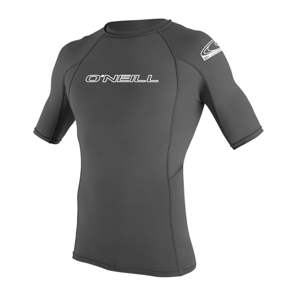 O\'Neill Wetsuits UV Sun Protection Men\'s Basic Skins Short Sleeve Crew Rashguard (Graphite, X-Large)