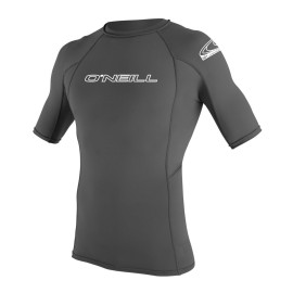 O\'Neill Wetsuits UV Sun Protection Men\'s Basic Skins Short Sleeve Crew Rashguard (Graphite, X-Large)