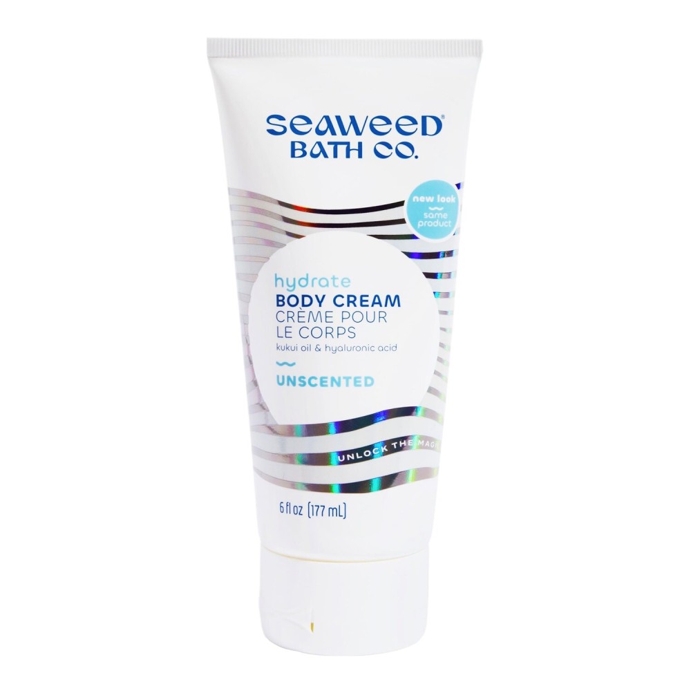 Seaweed Bath Co. Hydrate Body Cream - Unscented | Nourishing Moisturizer for Body and Hands | With Vitamin E, Hyaluronic Acid and Shea Butter For Dry Skin | 6 oz