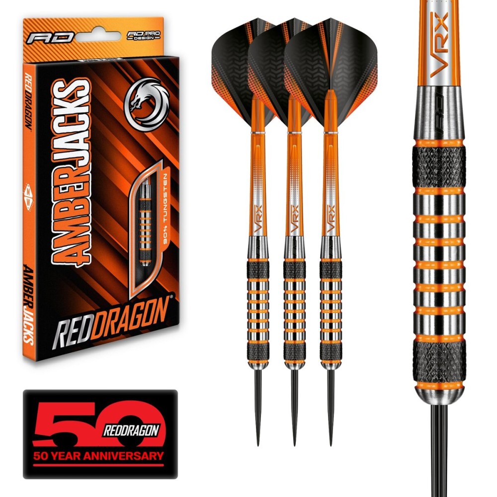 RED DRAGON Amberjack 7: 26g Tungsten Darts Set with Flights and Shafts (Stems)