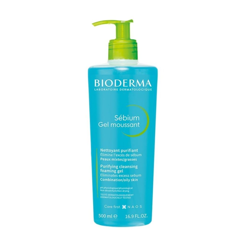 Bioderma - Sbium - Foaming Gel Pump - Cleansing and Make-Up Removing - Skin Purifying - for Combination to Oily Skin 16.91 Fl Oz (Pack of 1)