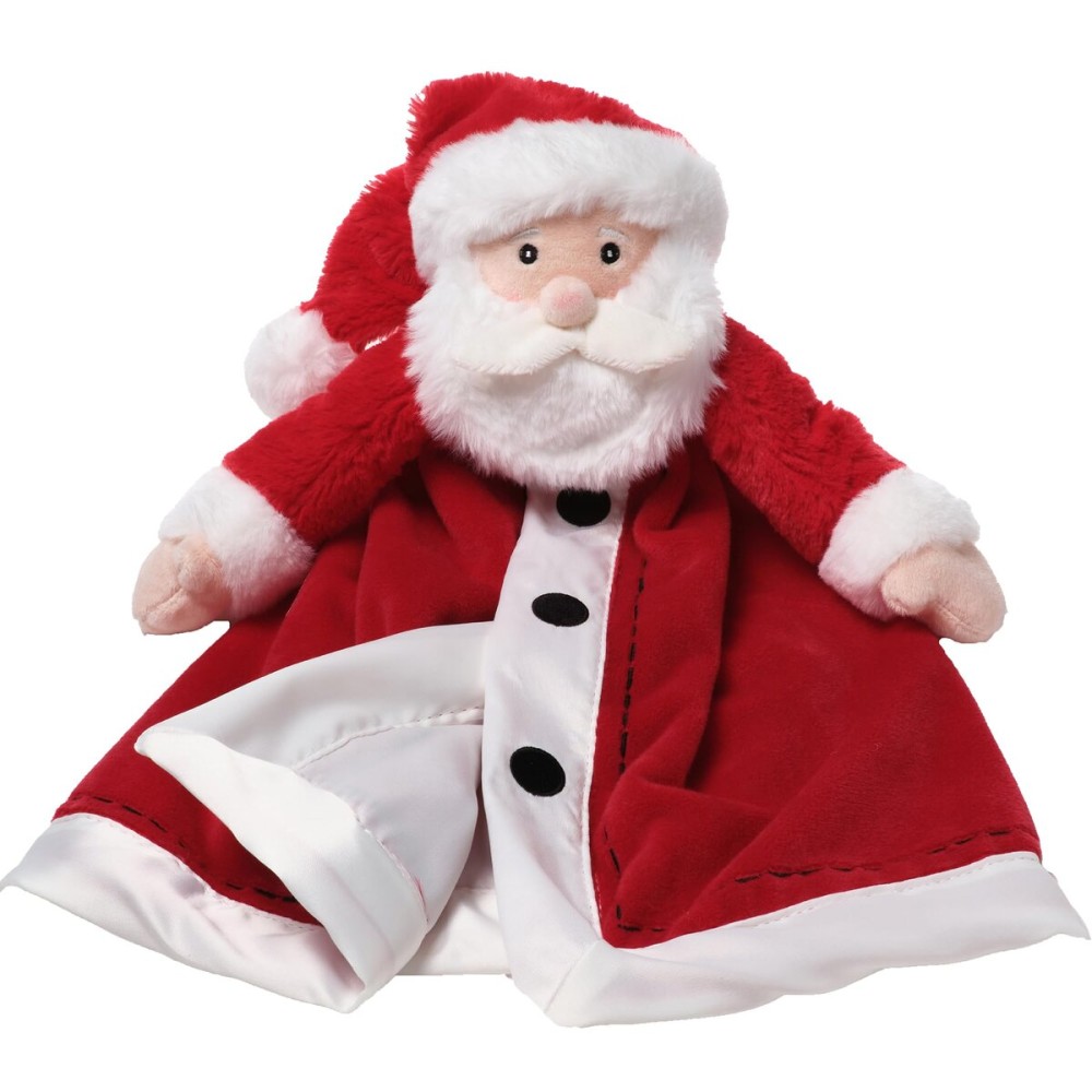 Bearington Red Santa Christmas Loveys for Babies - 15 Soft and Cuddly Baby Security Blanket with Satin Trim - Adorable Lovies for Baby Girls and Boys - Cute Toy and Holiday Snuggle Buddy for Newborns