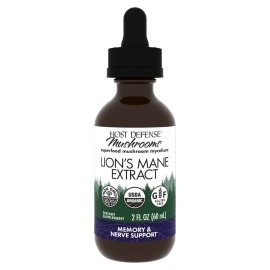 Host Defense Mushrooms Lion\'s Mane Extract - Lion\'s Mane Liquid Supplement for Brain Health - Mushroom Support for Focus & Memory Function - Immune & Nervous System Support - 2 fl oz (60 Servings)*