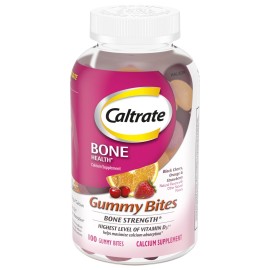 Caltrate Gummy Bites 500 mg Calcium and Vitamin D Supplement, Black Cherry, Strawberry, Orange - 100 Count