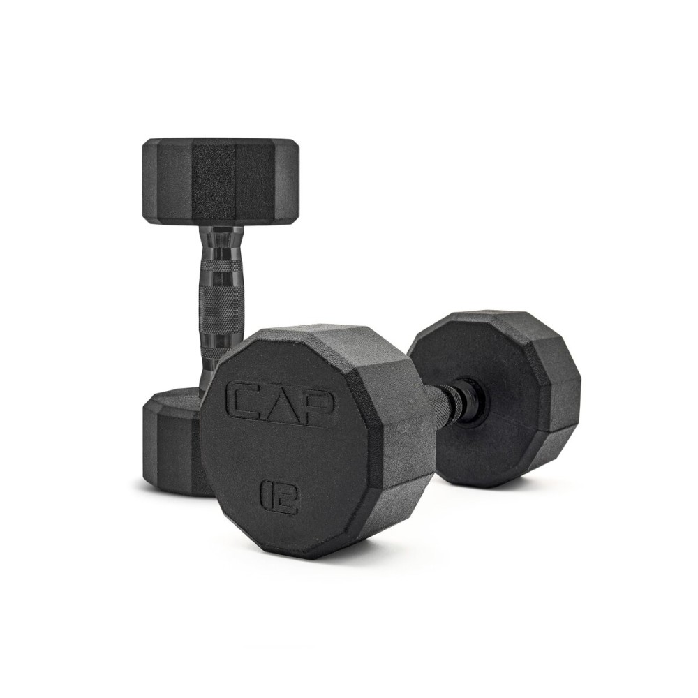 CAP Barbell 12-Sided Coated Dumbbell with Black Handle, Pair, 12 LB