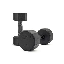 CAP Barbell 12-Sided Coated Dumbbell with Black Handle, Pair, 12 LB