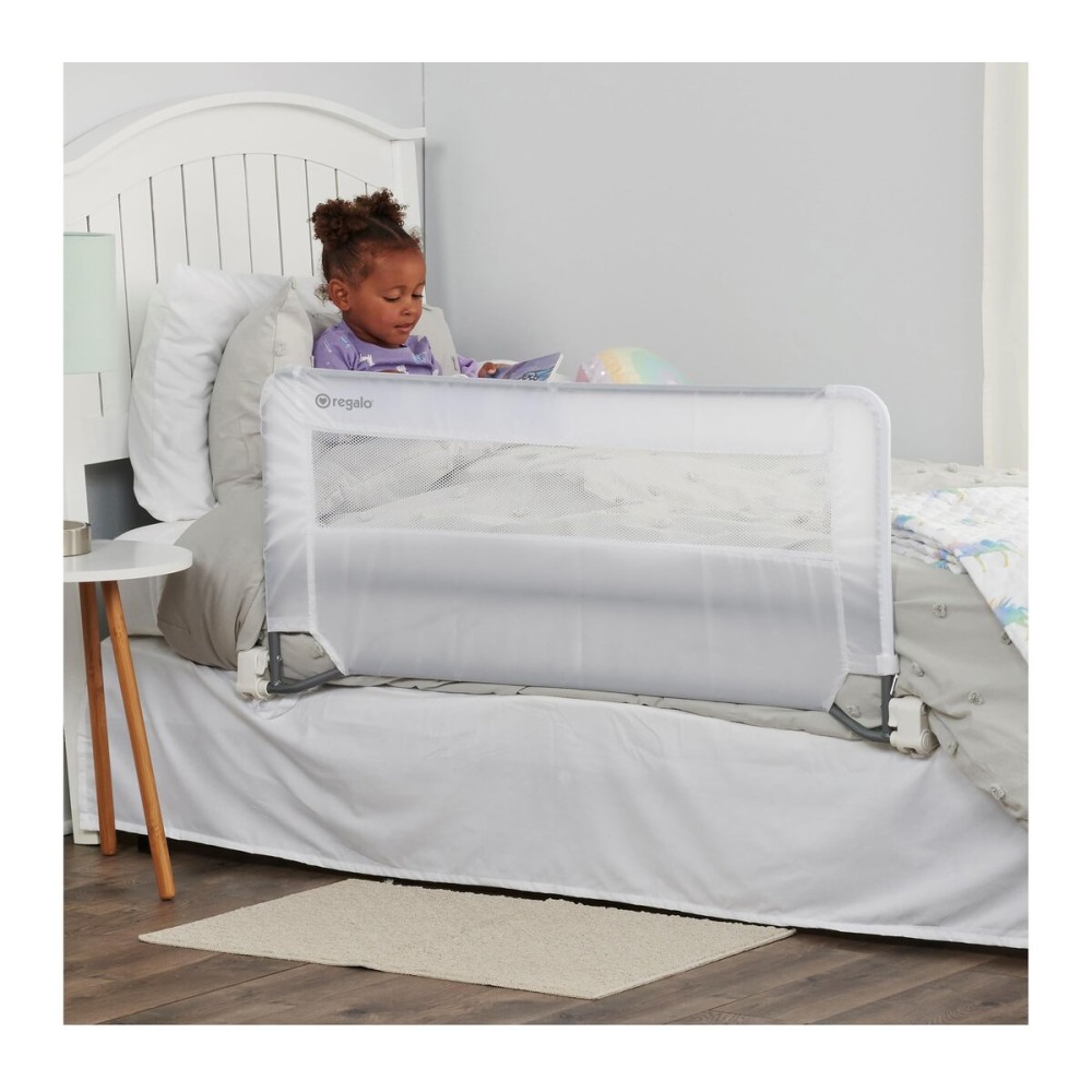 Regalo Safety Swing Down Bed Rail Guard for Toddlers, Bed Safety Rail with Patented Gap Guard, Fits Twin, Full & Queen Mattress, White, Tested & Safe for 30 Years, American Designed, Family Owned