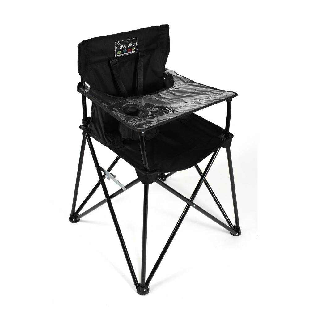 ciao! baby Portable High Chair for Travel, Fold Up High Chair with Tray, Black